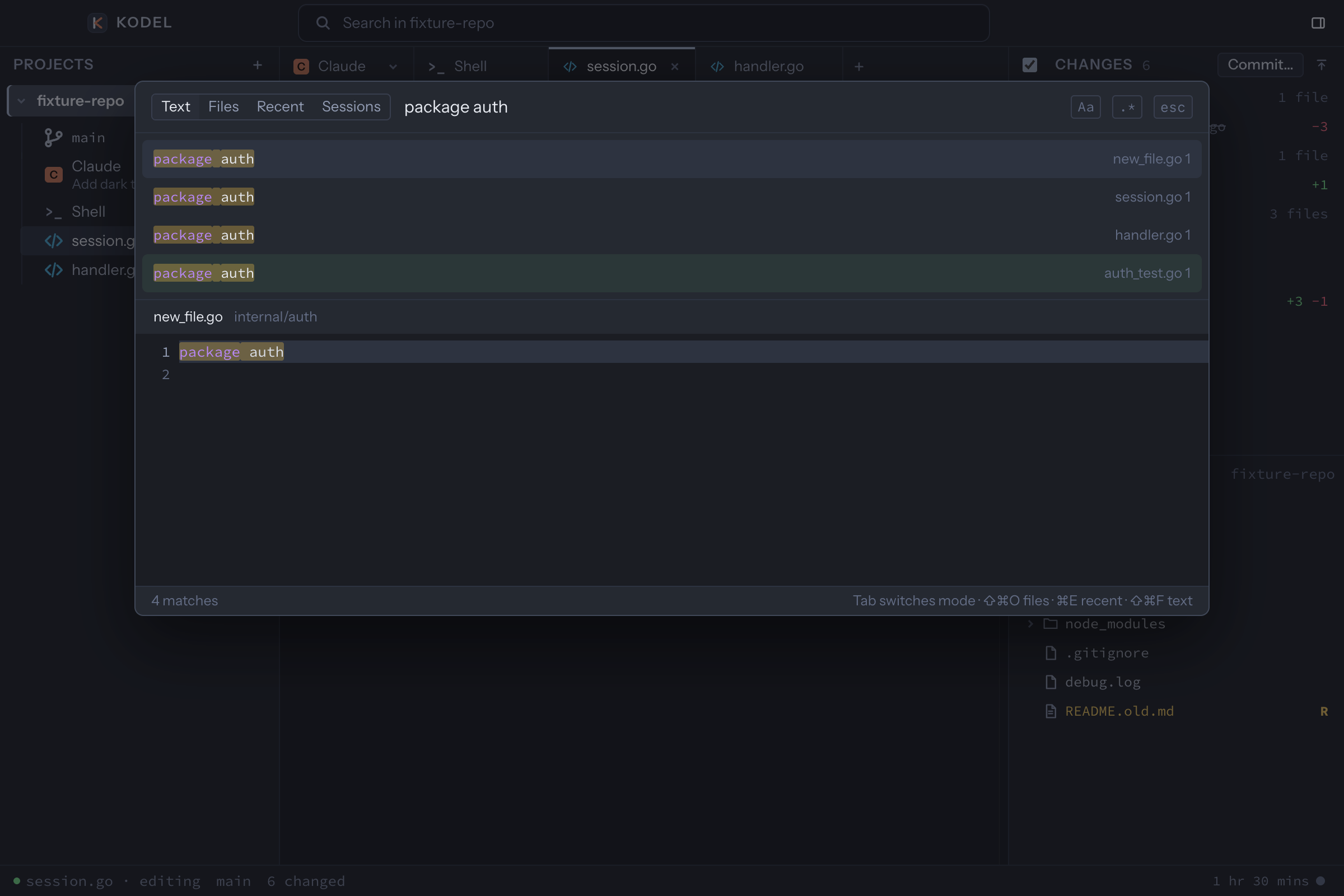 Find in Files with matches coloured like their source and a preview of the selected match below the list